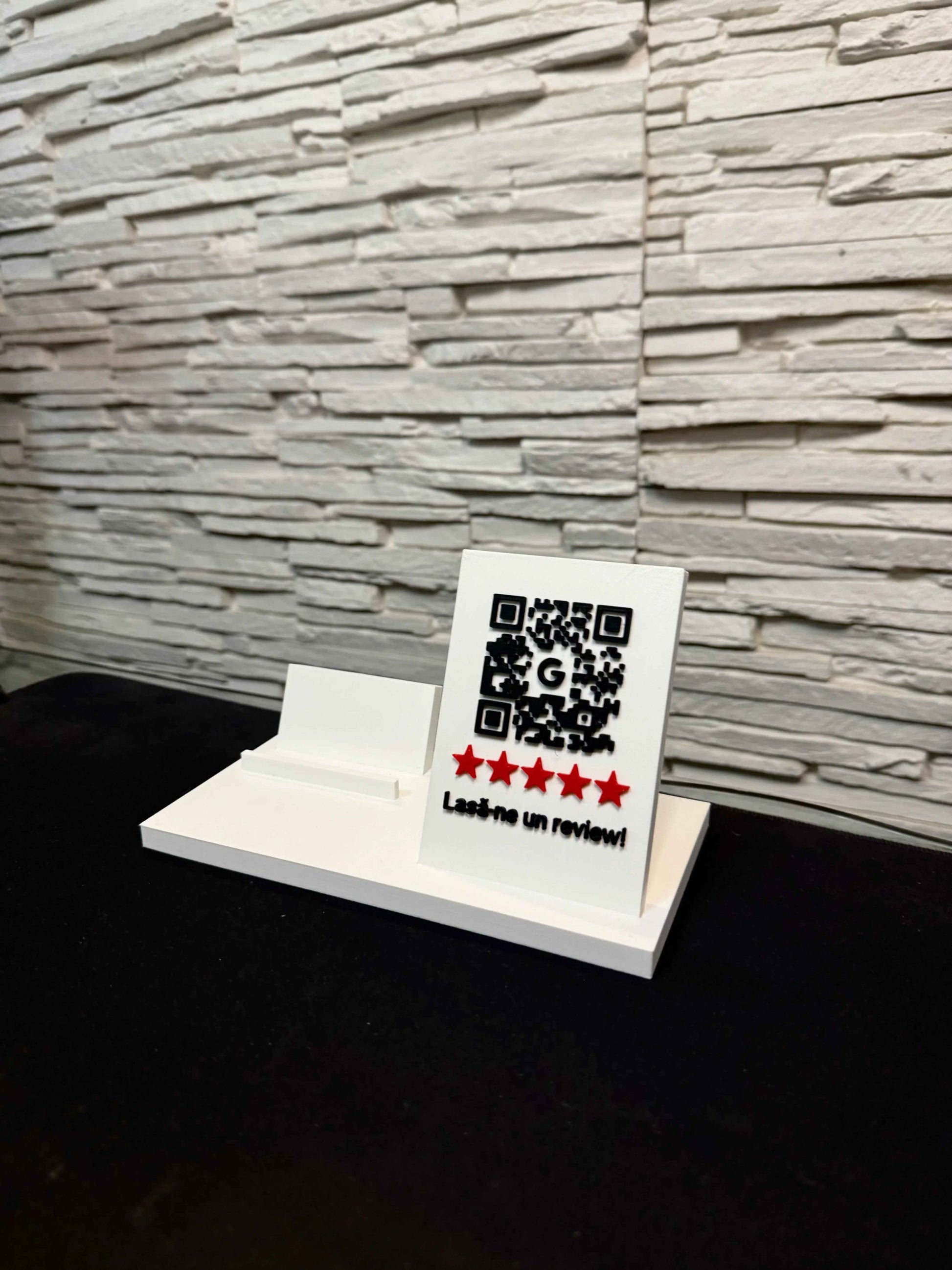 Stand mare cu placă personalizată + suport cărți de vizită - Crafio.